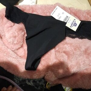 Sexy Black Lace Thong Panties By B.TEMPT'D Size XL